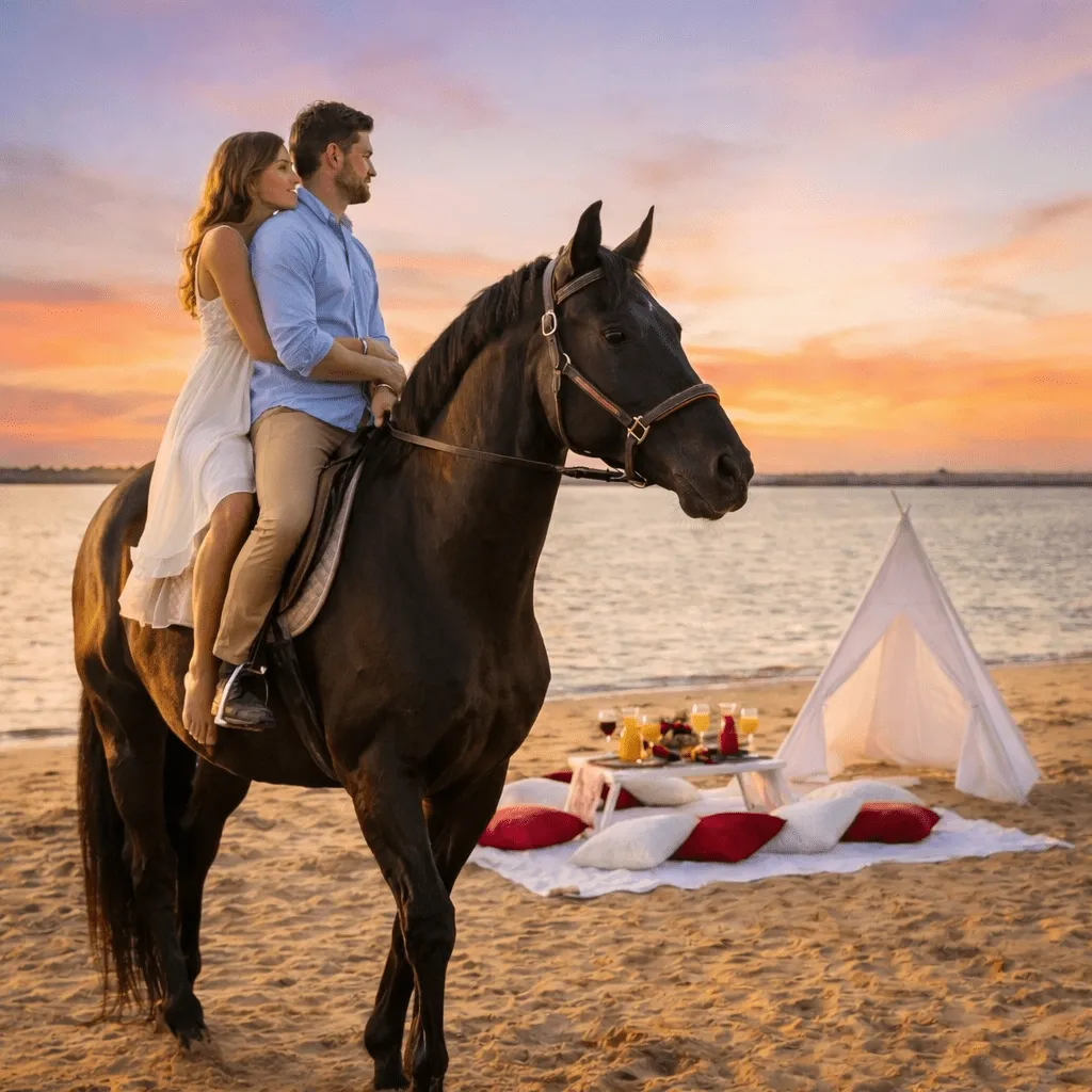 Beach Horse Riding Experience with Romantic Picnic for Two